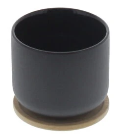 Stelton Theo Kop Met Onderzetter 0,2 Liter Hoogte 8 Cm Bamboo Keramiek Zwart