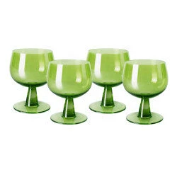 HK Living The Emeralds AGL4473 Wijnglas Laag ø 8,5 Cm Lime Groen 4-delig
