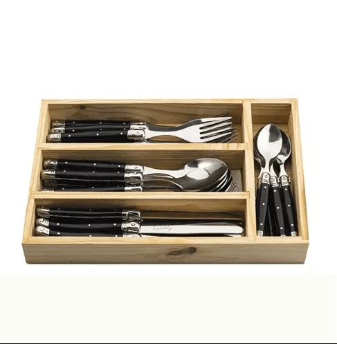 Laguiole Style De Vie Premium Line Couvert Zwart 24-delig 3 Laguiole Style De Vie Premium Line Couvert Zwart 24-delig