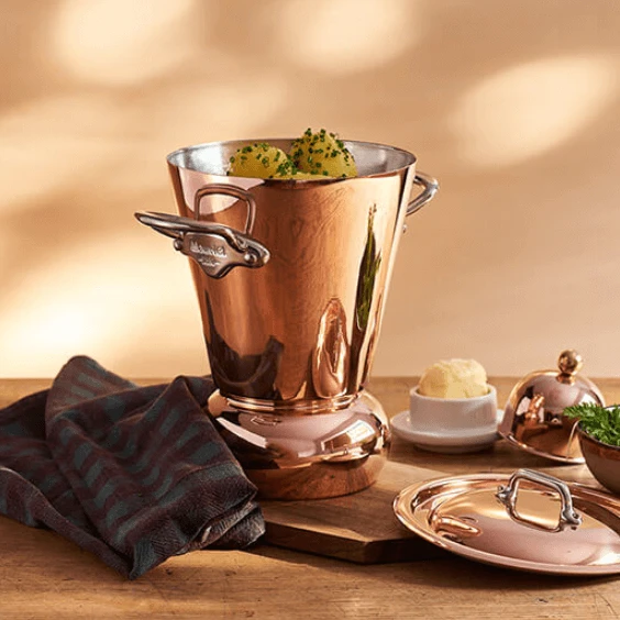 Mauviel M'30 Champagnekoeler Voor 2 Flessen Gehamerd Koper Messing Greep 4 Mauviel M'30 Champagnekoeler Voor 2 Flessen Gehamerd Koper Messing Greep - Afbeelding 2