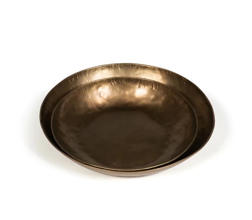 Oldenhof Schaal Rond ø 42 X 5 Cm Geslagen Metaal Messing
