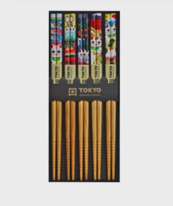 Oldenhof Eetstokjes 22,5 Cm Hout Lucky Cat 5 Stuks