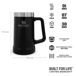 Stanley Adventure Stein Beker 700 Ml Mat Zwart -Bestek Verkoop Winkel stanley thebiggripbeerstein0.7l 24oz matteblack 3 1800x1800